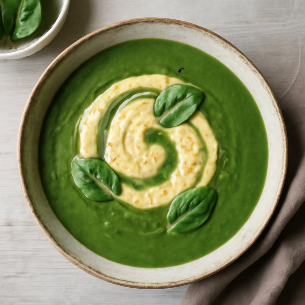 Vellutata di patate e spinaci con crema reale