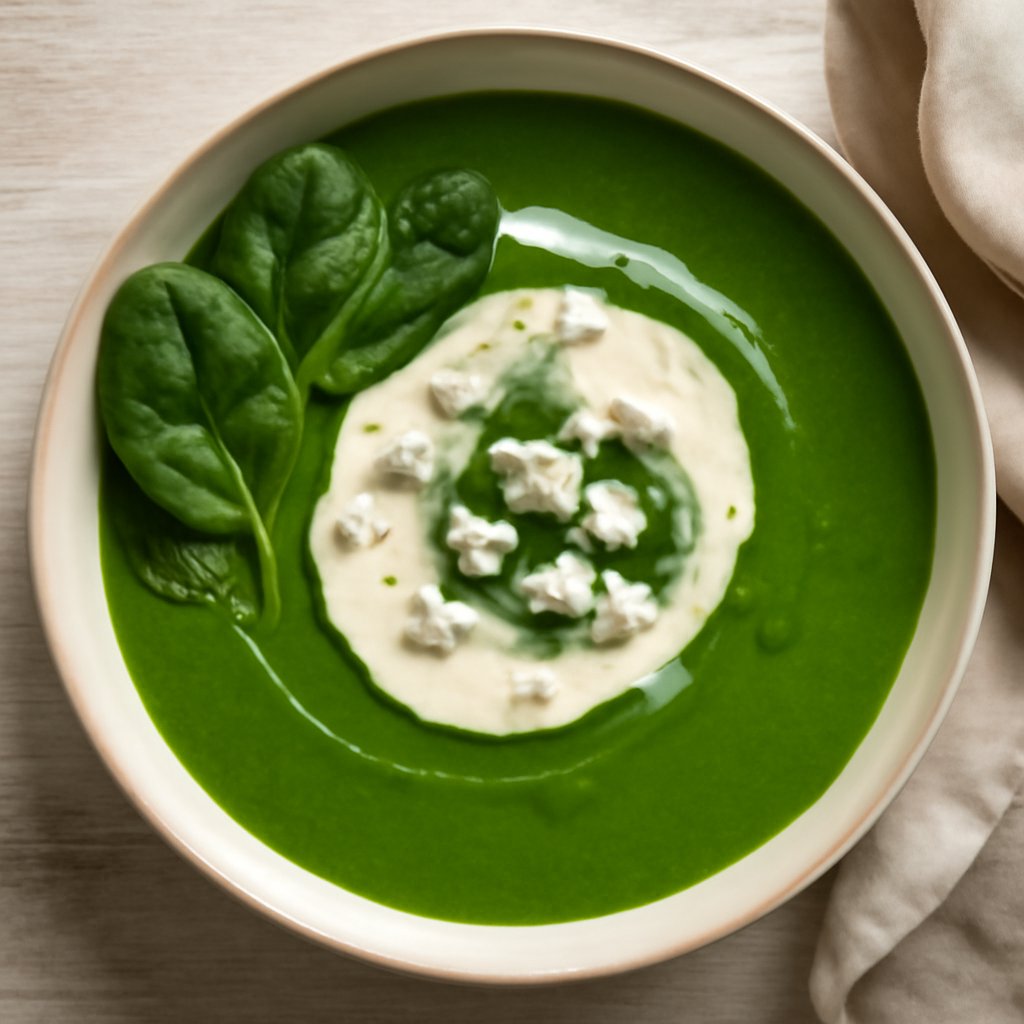Vellutata di spinaci e crema al Gorgonzola
