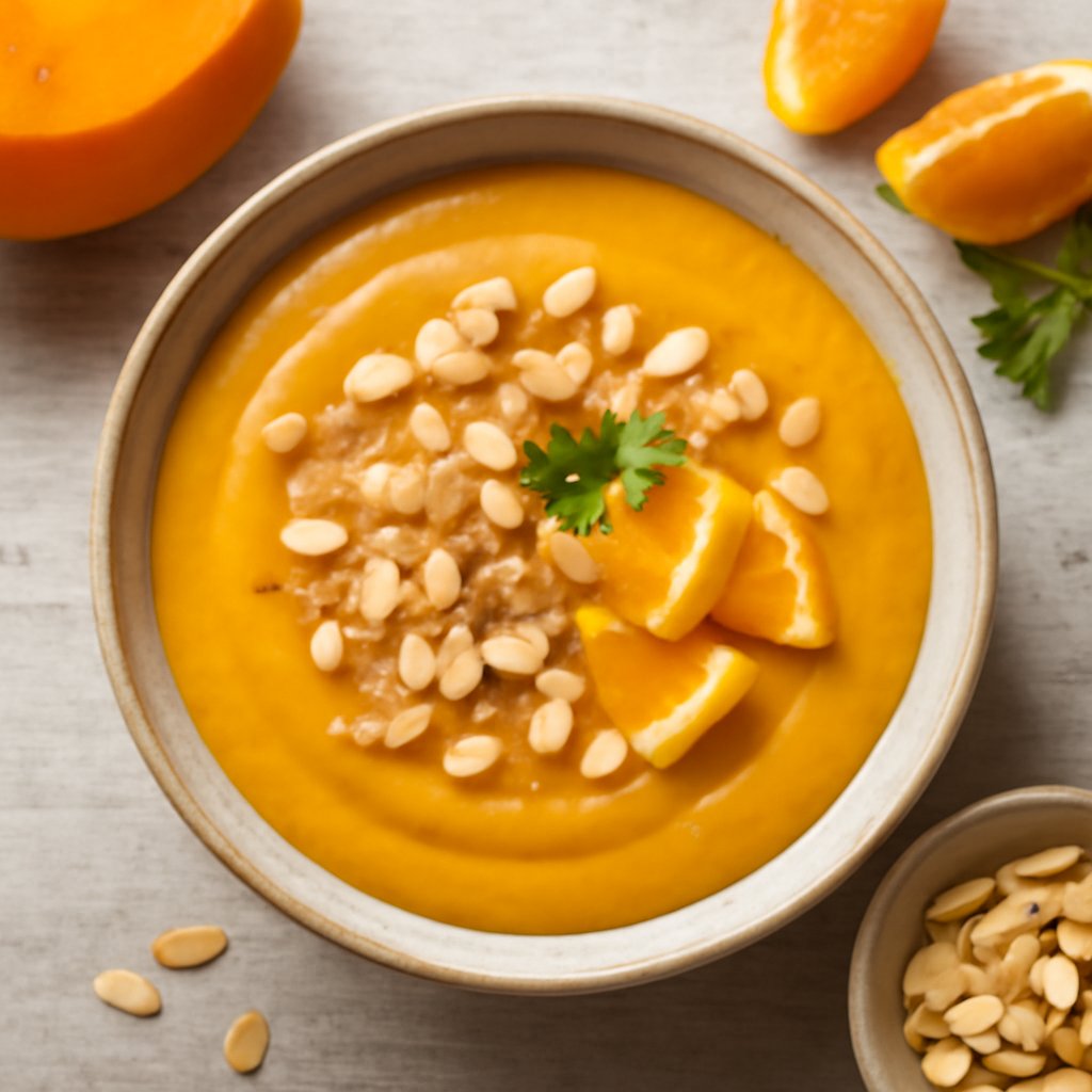 Vellutata di zucca, arancia e mandorle