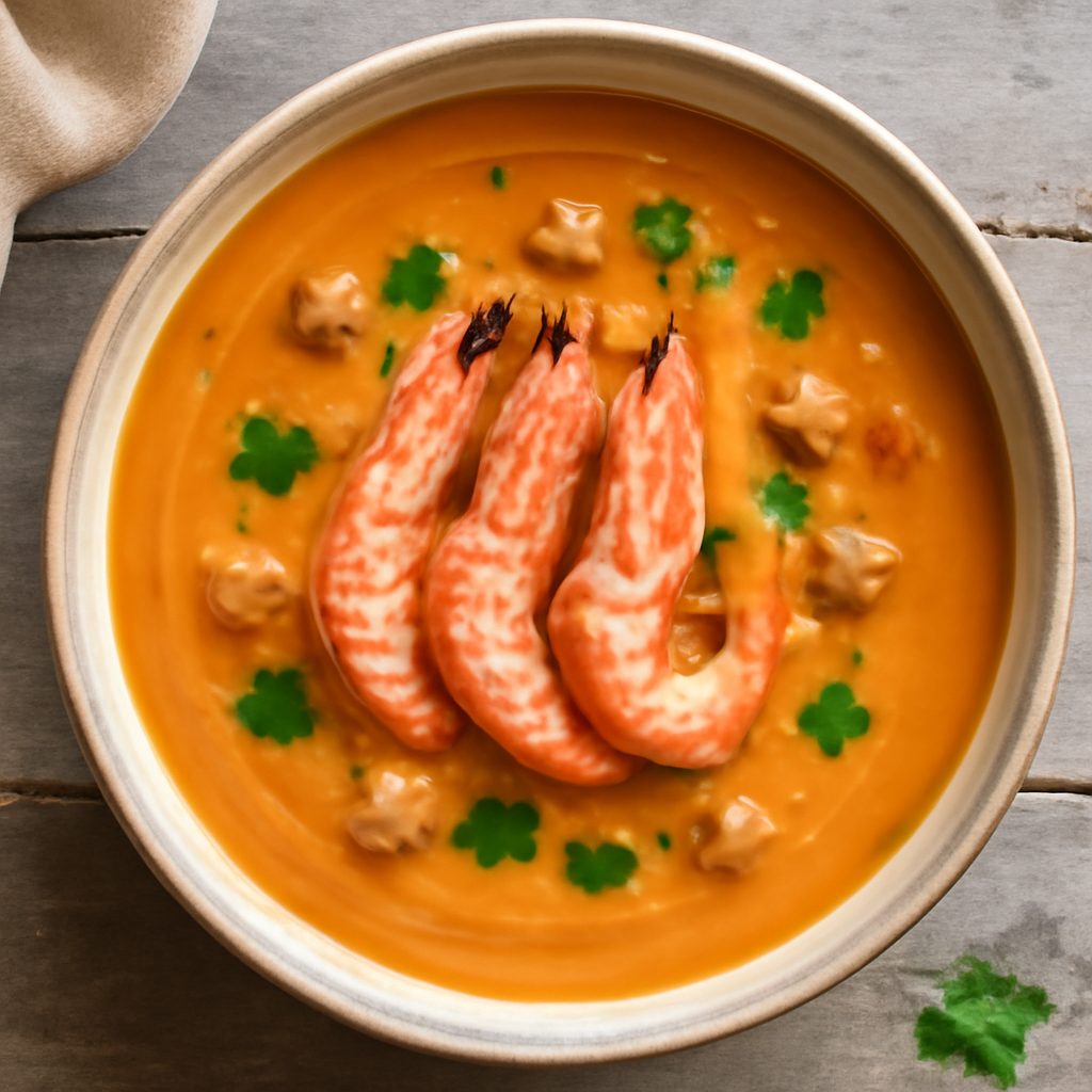 Vellutata di zucca e scampi