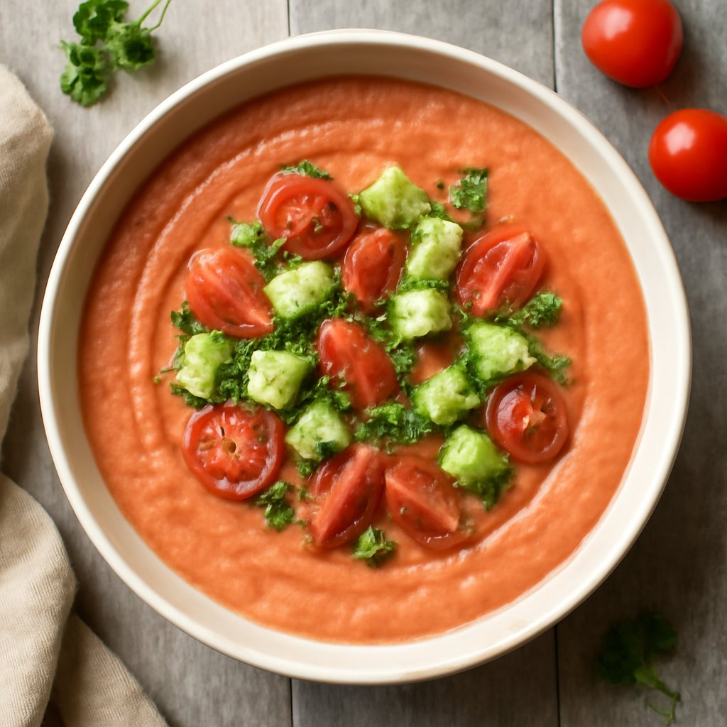 Vellutata fredda di pomodorini e avocado