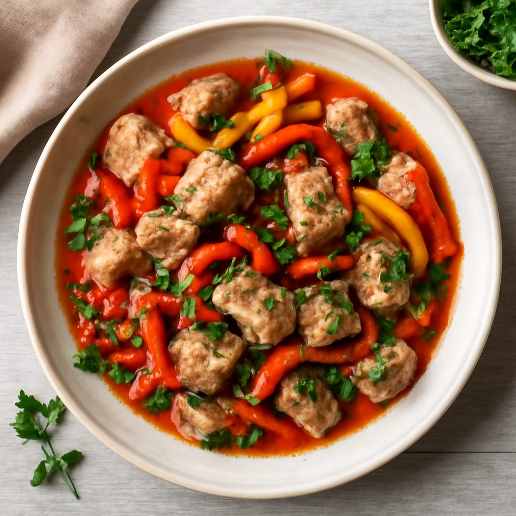 Vitello piccante con peperoni e prezzemolo