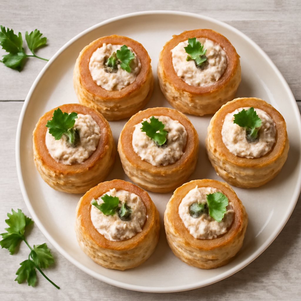 Vol-au-vent integrali con mousse di tonno e ricotta