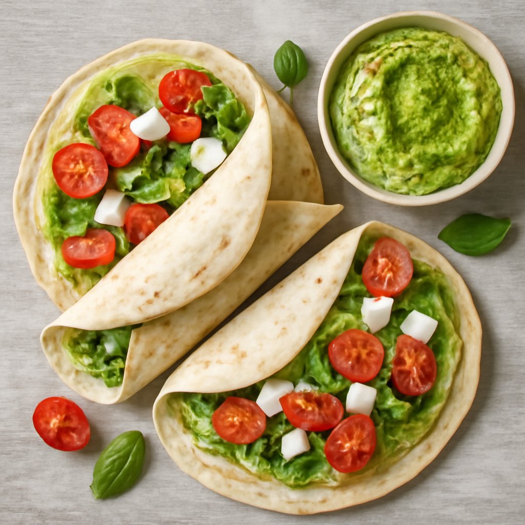 Wrap di hummus di piselli, pomodorini e Feta