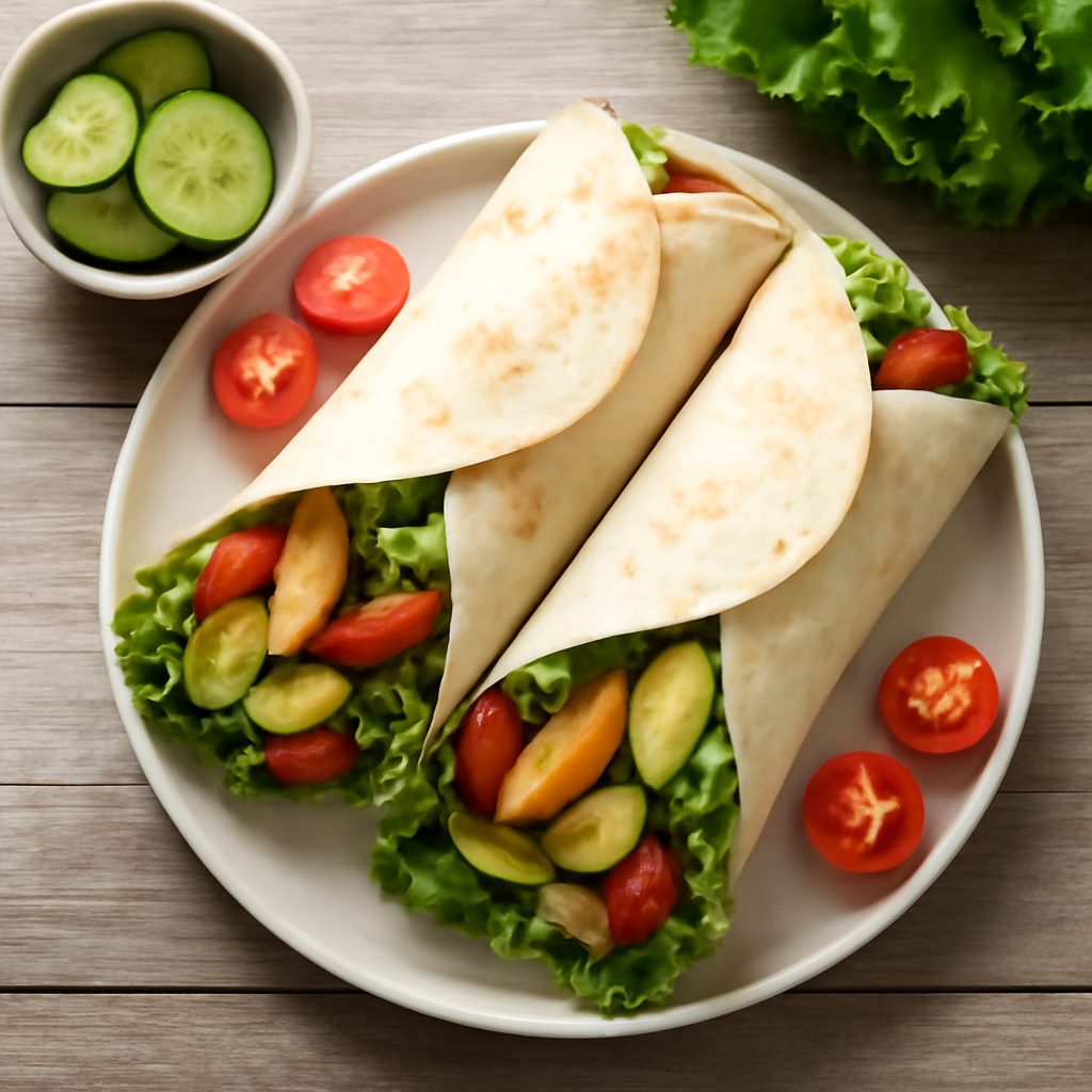 Wraps di pollo con insalata, cetrioli e pomodorini