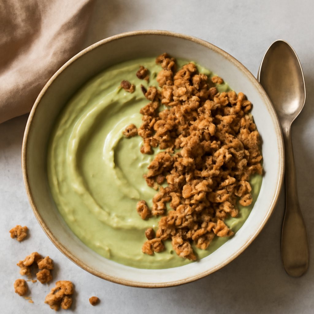 Yogurt al té matcha con granola
