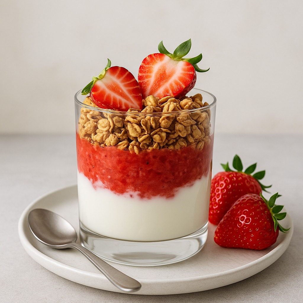 Yogurt parfait fragole e granola