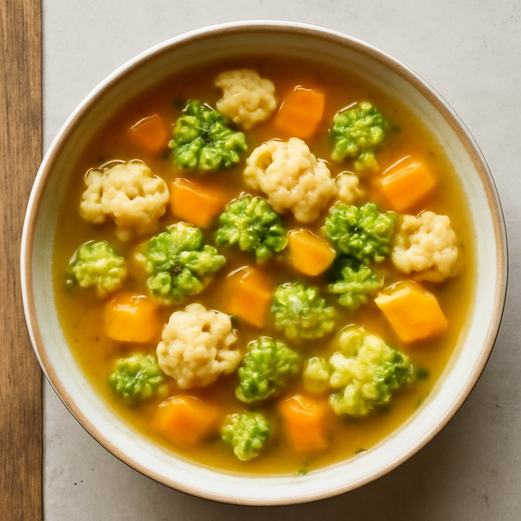 Zuppa di cavolfiore, broccolo romanesco e zucca