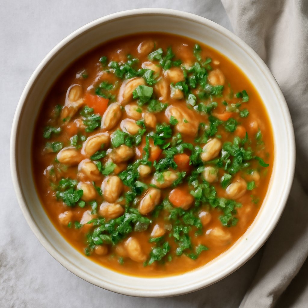 Zuppa di fagioli e coriandolo
