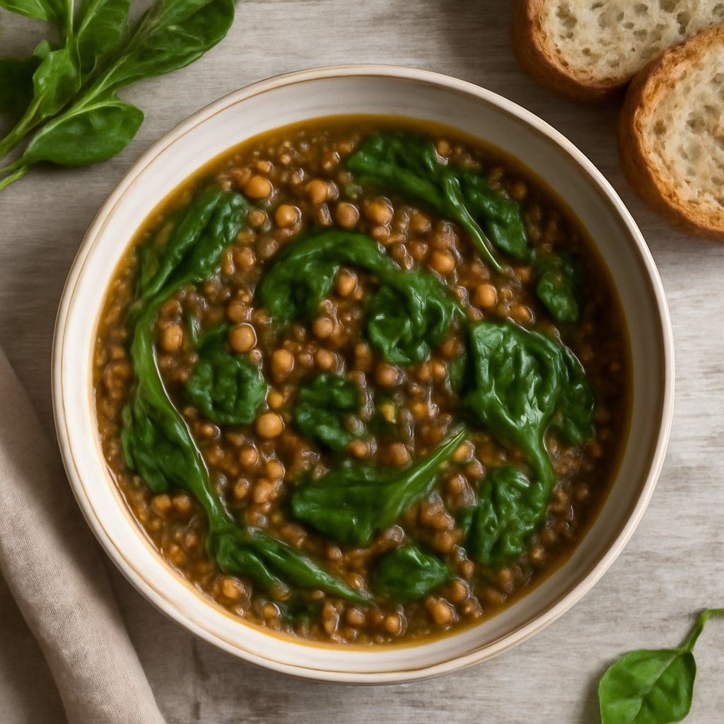 Zuppa di lenticchie e spinaci