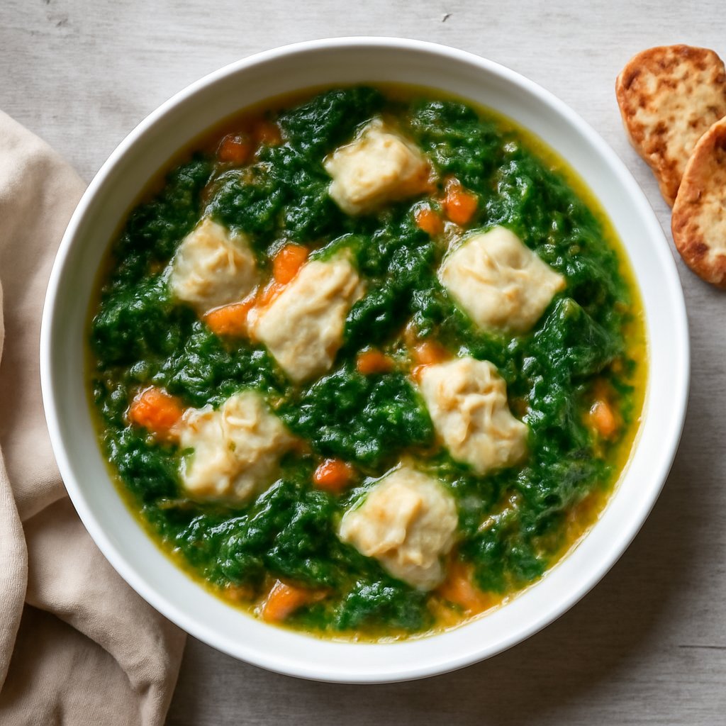 Zuppa di merluzzo con spinaci