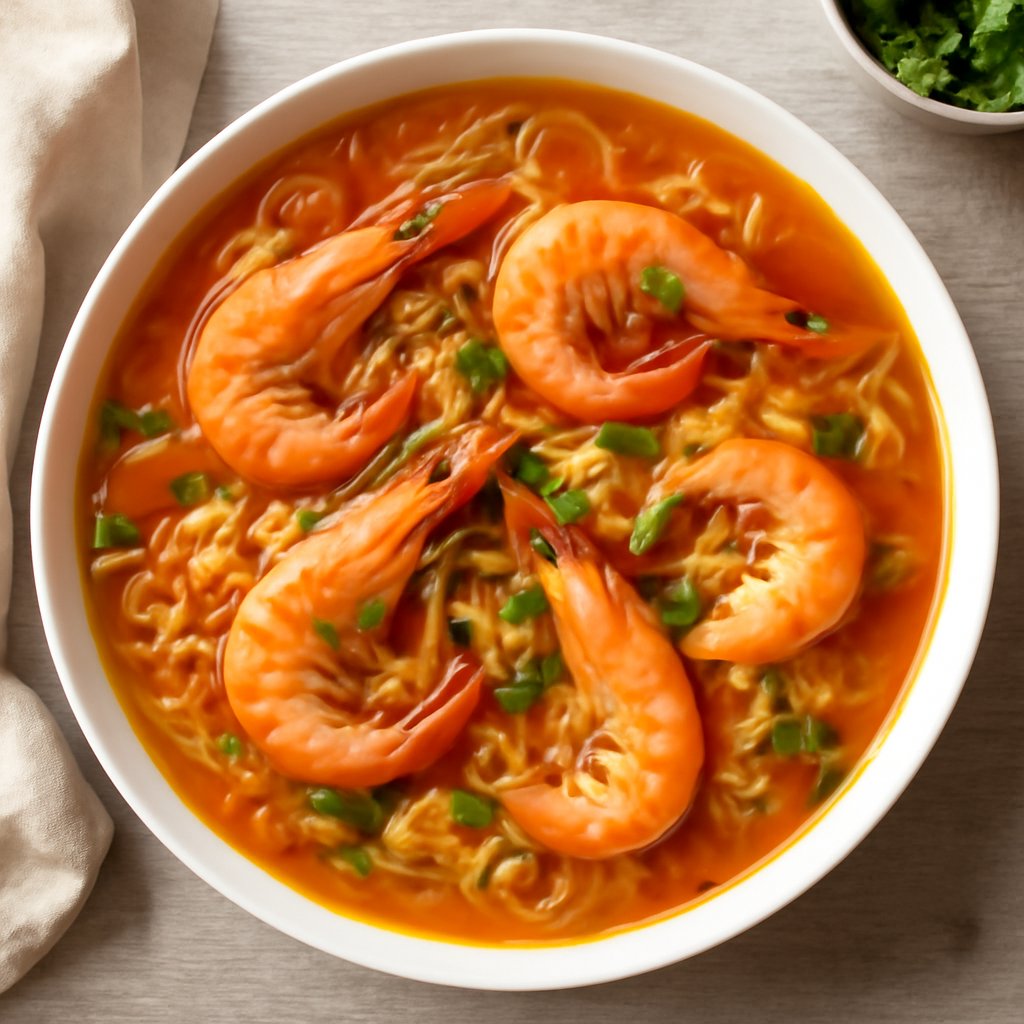 Zuppa di noodles con mazzancolle