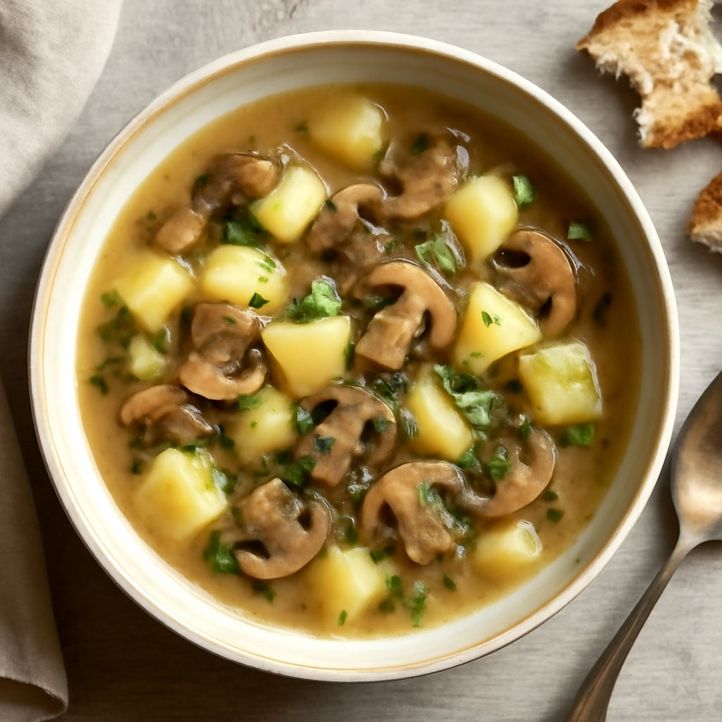 Zuppa di patate e funghi