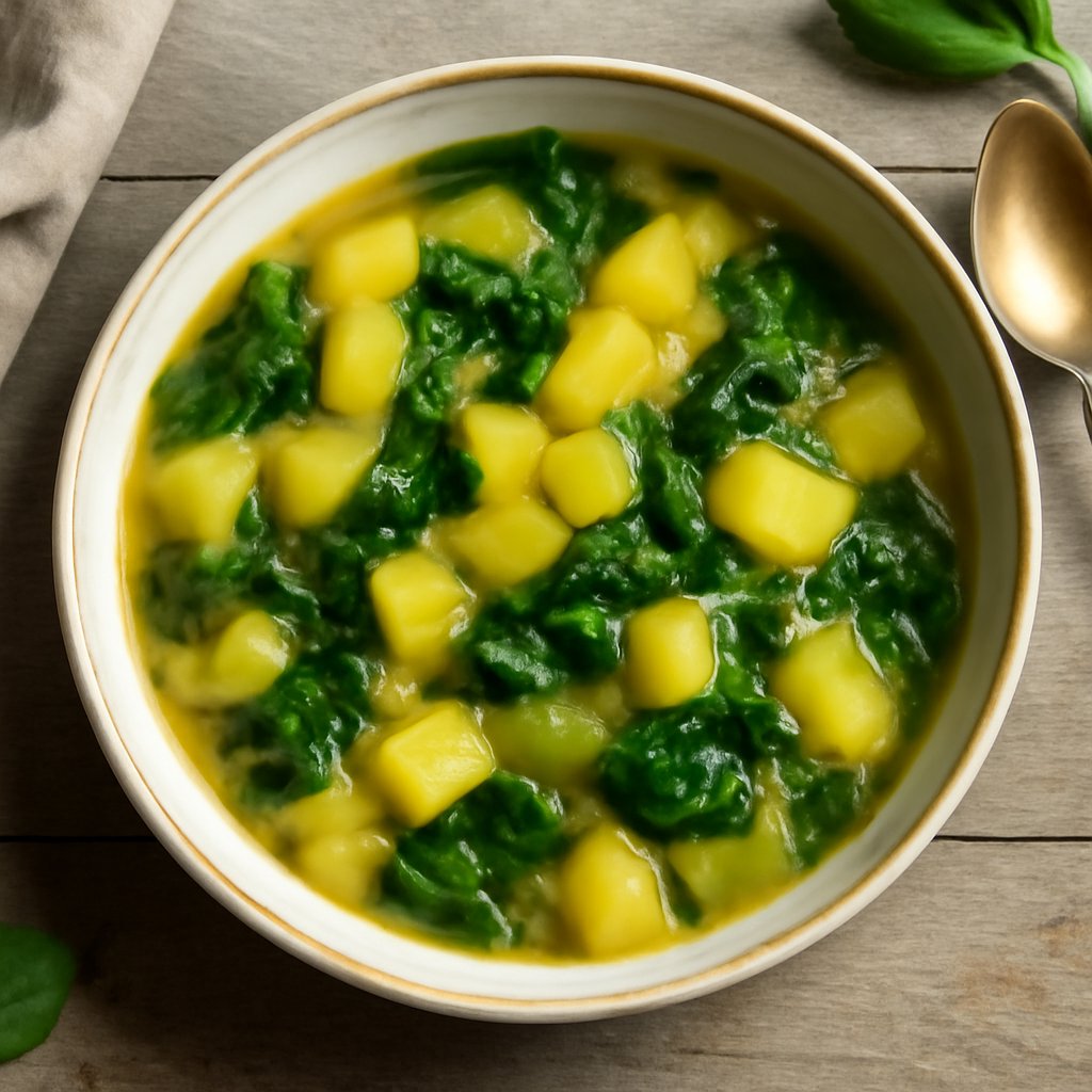 Zuppa di patate e spinaci