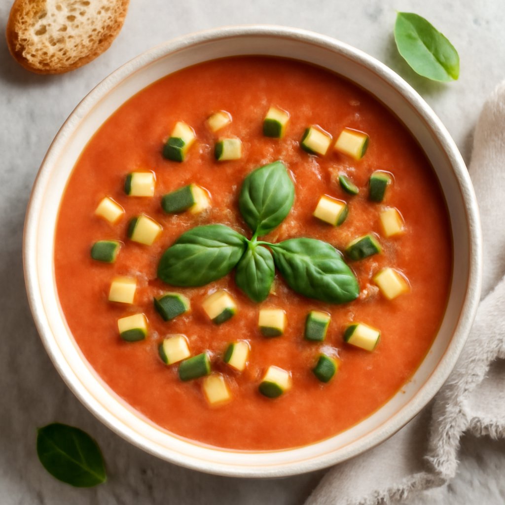 Zuppa di peperoni rossi e zucchine