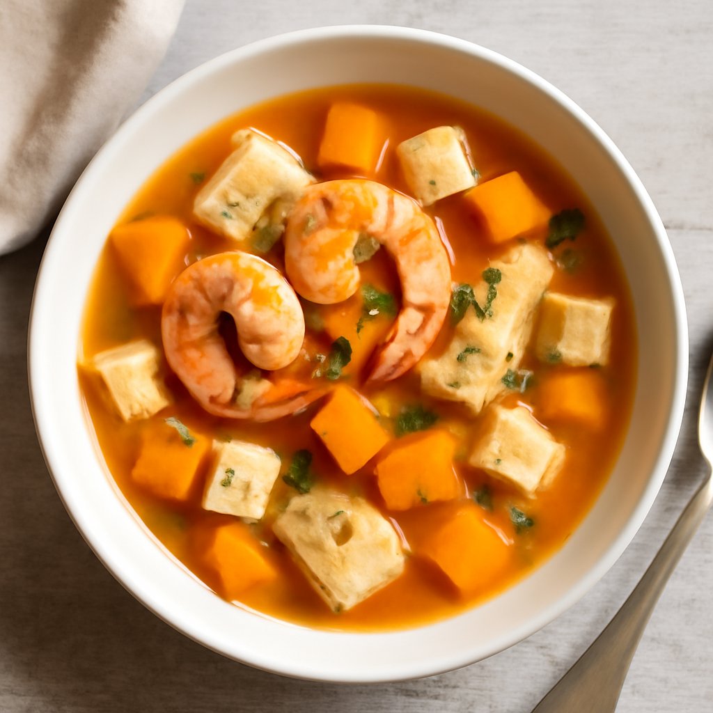 Zuppa di pesce con zucca e tofu
