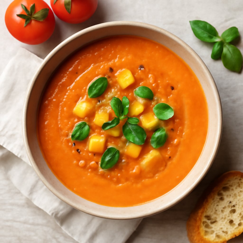 Zuppa di pomodoro e mango