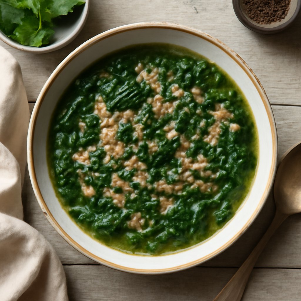 Zuppa di spinaci e grano saraceno