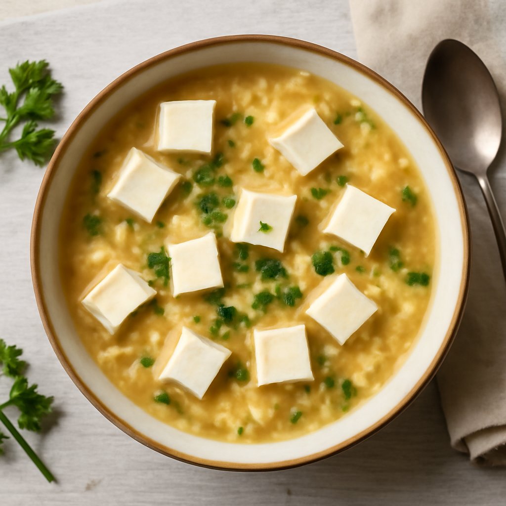 Zuppa di uova e tofu