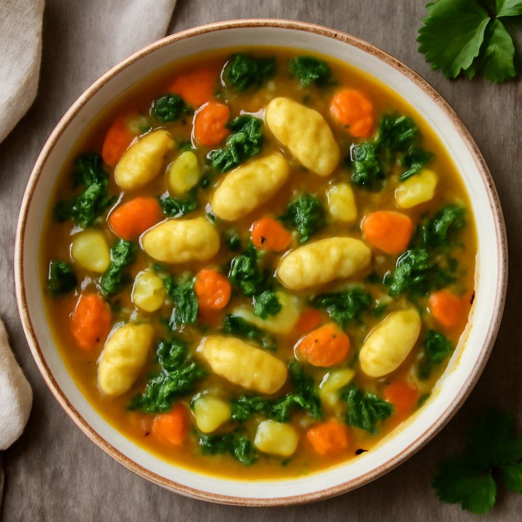 Zuppa di verdure con gnocchi di patate