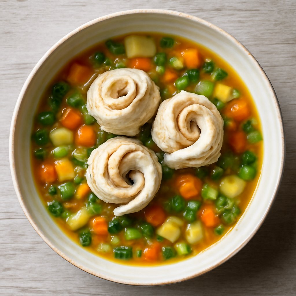 Zuppa di verdure con involtini di sogliola
