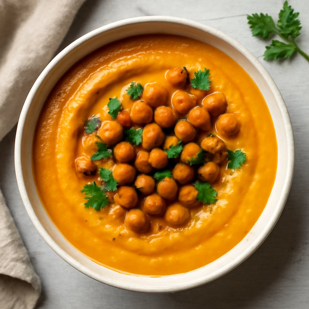 Zuppa di zucca con ceci croccanti