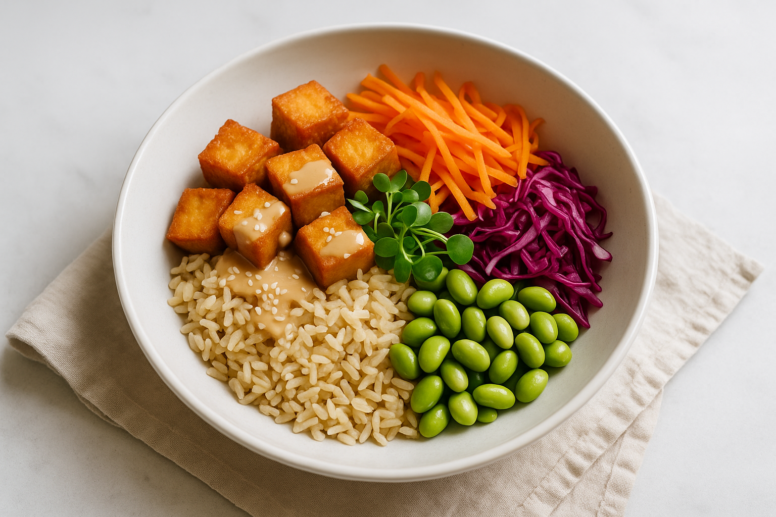 Buddha Bowl Asiatico con Tofu Croccante