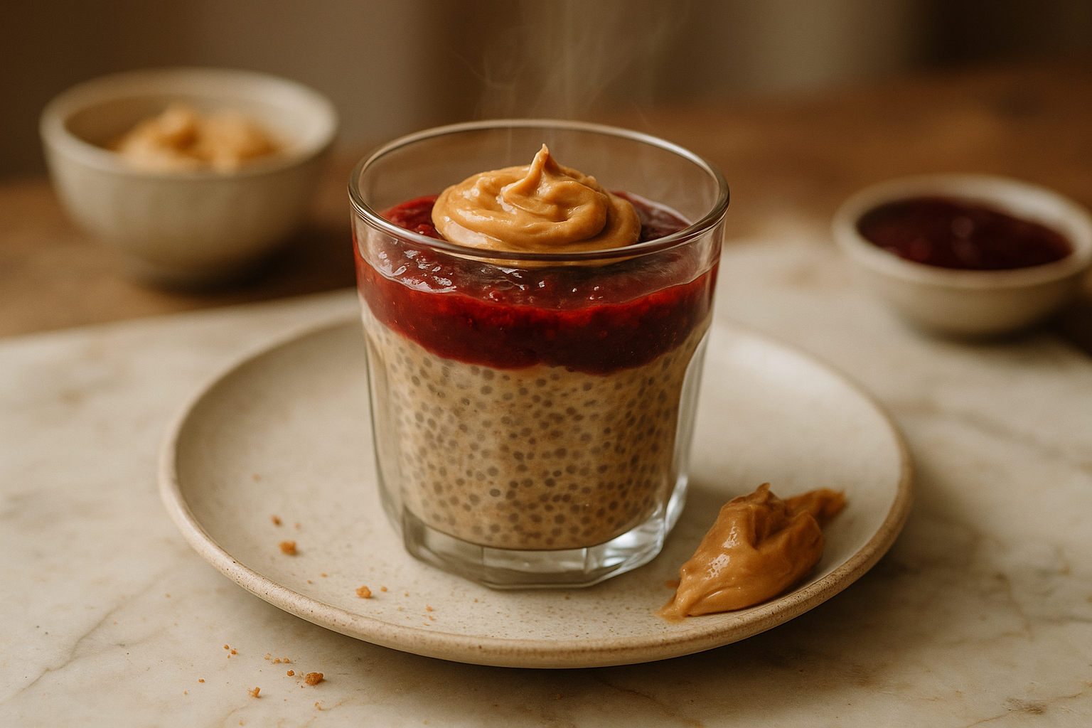 Chia Pudding Burro d'Arachidi e Confettura