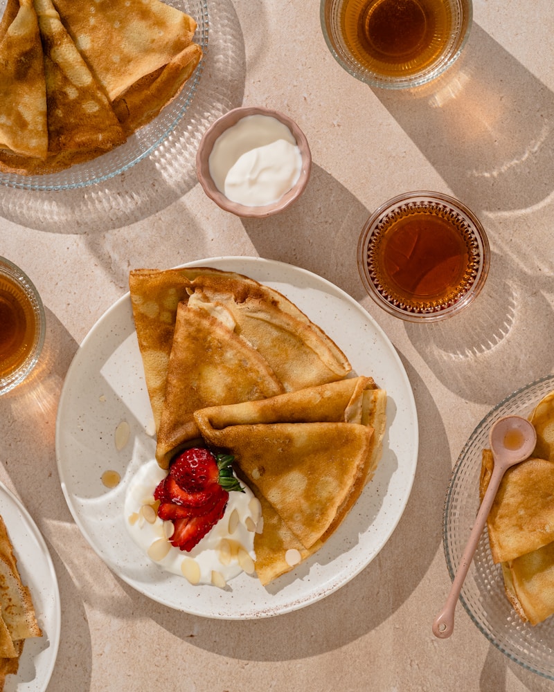 Crepes Integrali con Miele e Lamponi