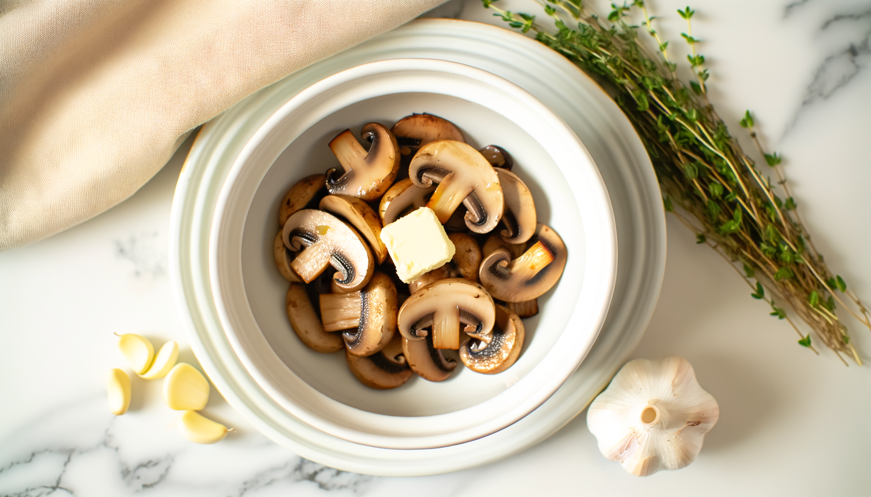 Funghi Champignon Saltati con Timo