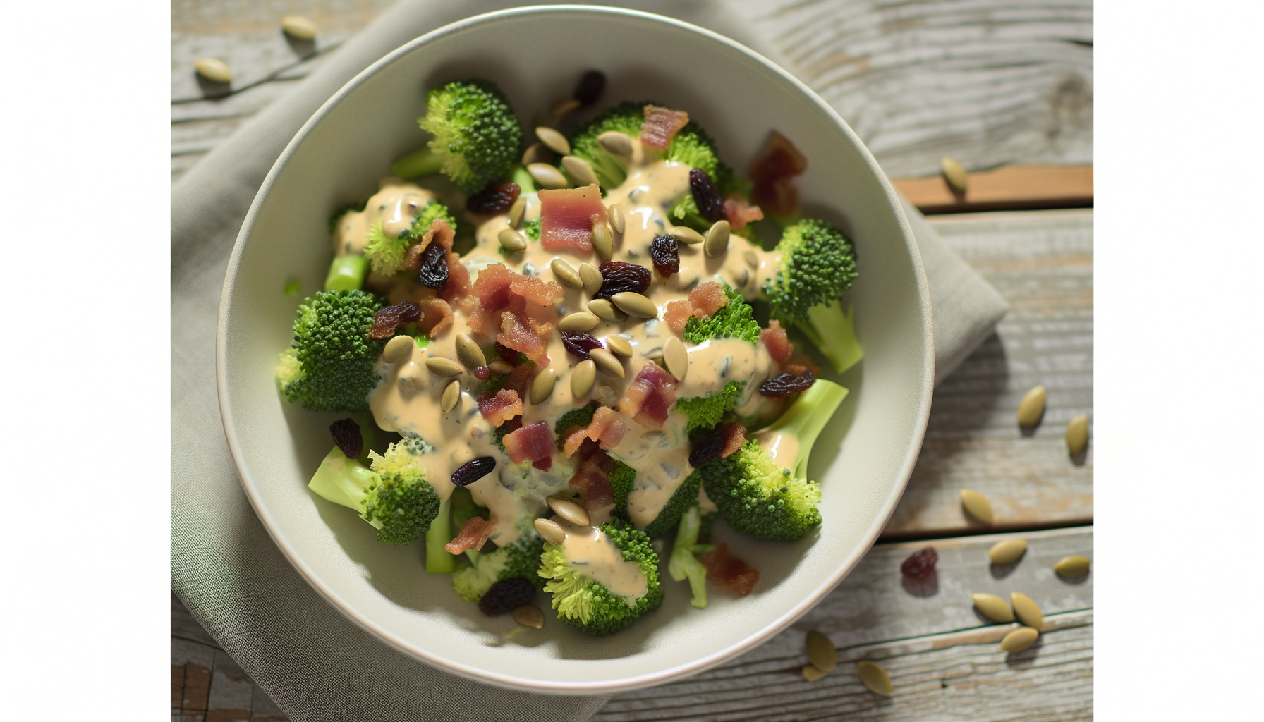 Insalata di Broccoli con Bacon e Uva Passa