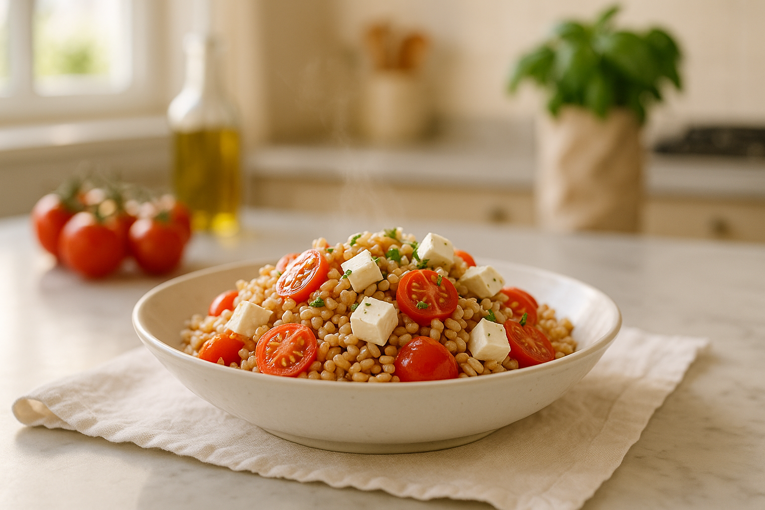 Insalata di Farro con Feta e Pomodorini