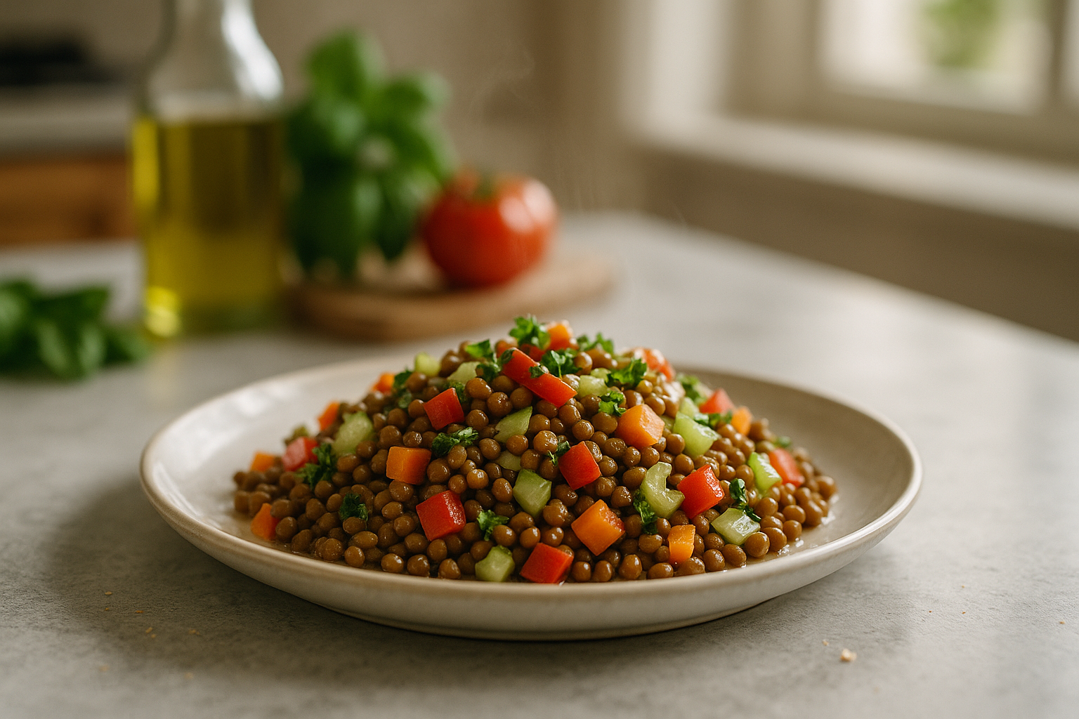 Insalata di Lenticchie e Verdure Croccanti