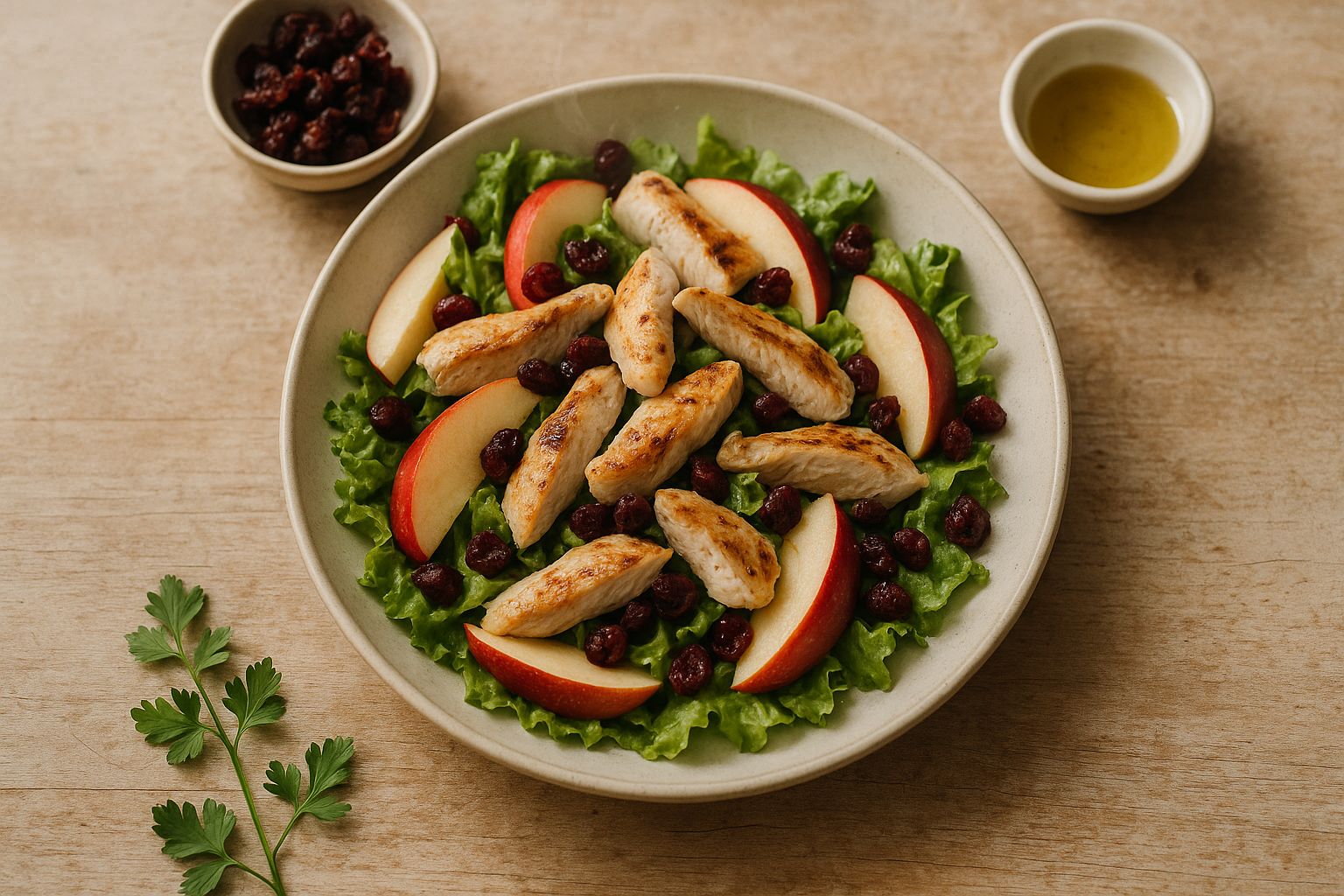 Insalata di Pollo Mela e Mirtilli Rossi