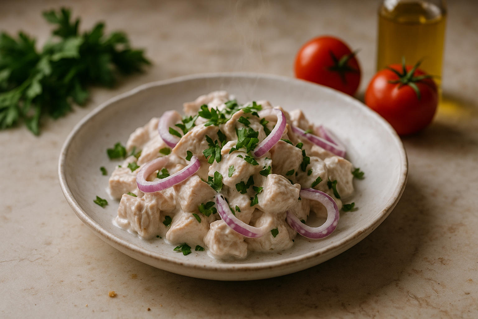 Insalata di Pollo Panna Acida e Cipolla