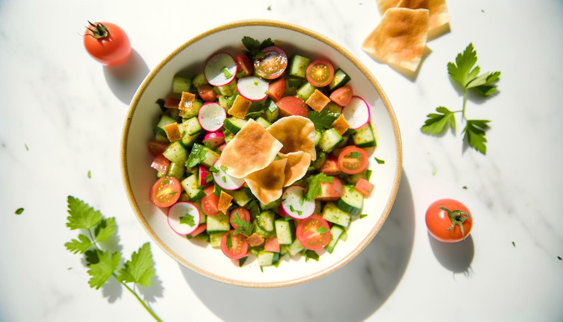 Insalata Fattoush con Pane Pita Croccante