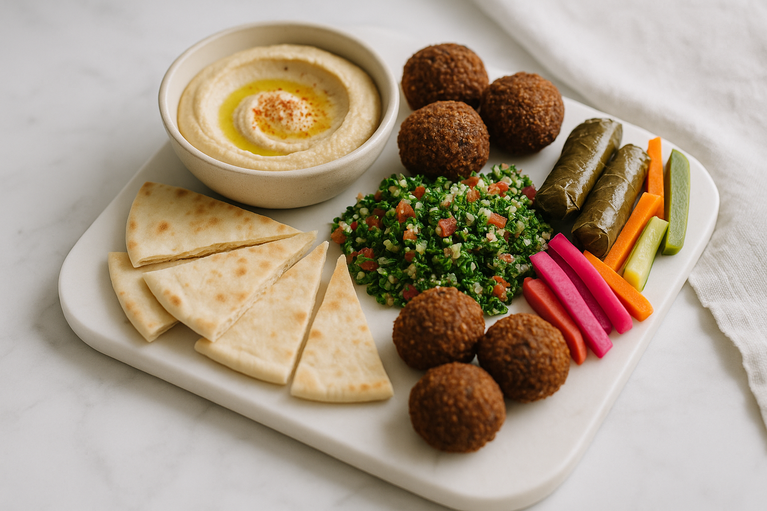 Piatto di Mezze con Hummus e Falafel