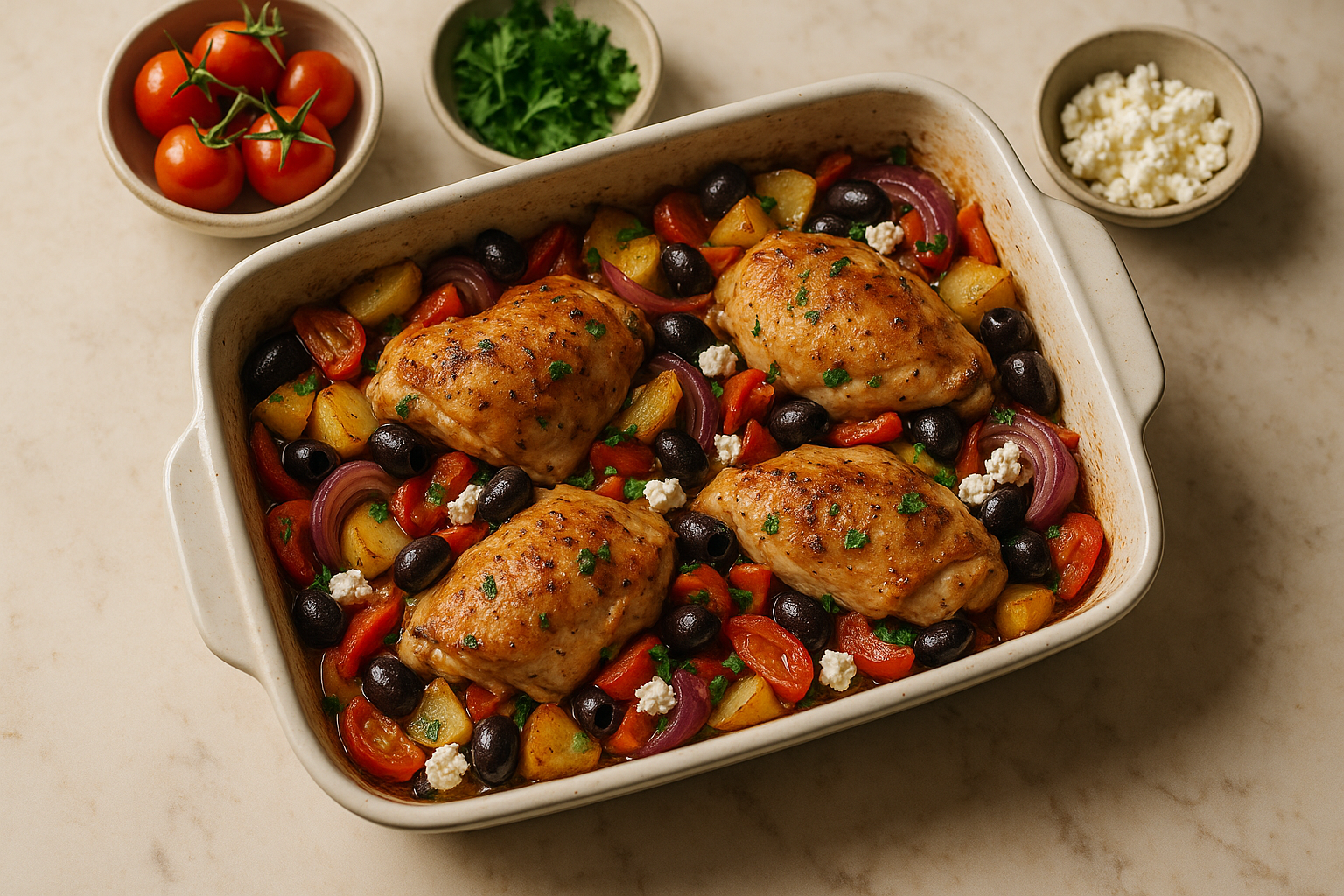 Pollo alla Greca in Teglia