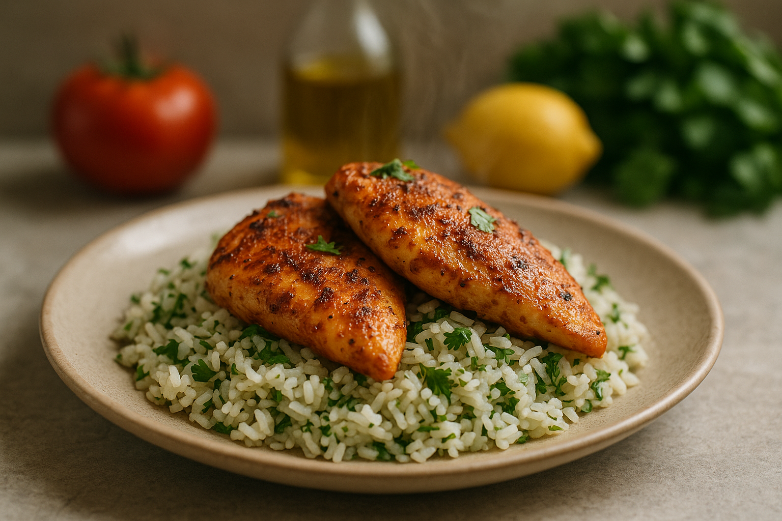 Pollo Speziato con Riso al Lime e Coriandolo