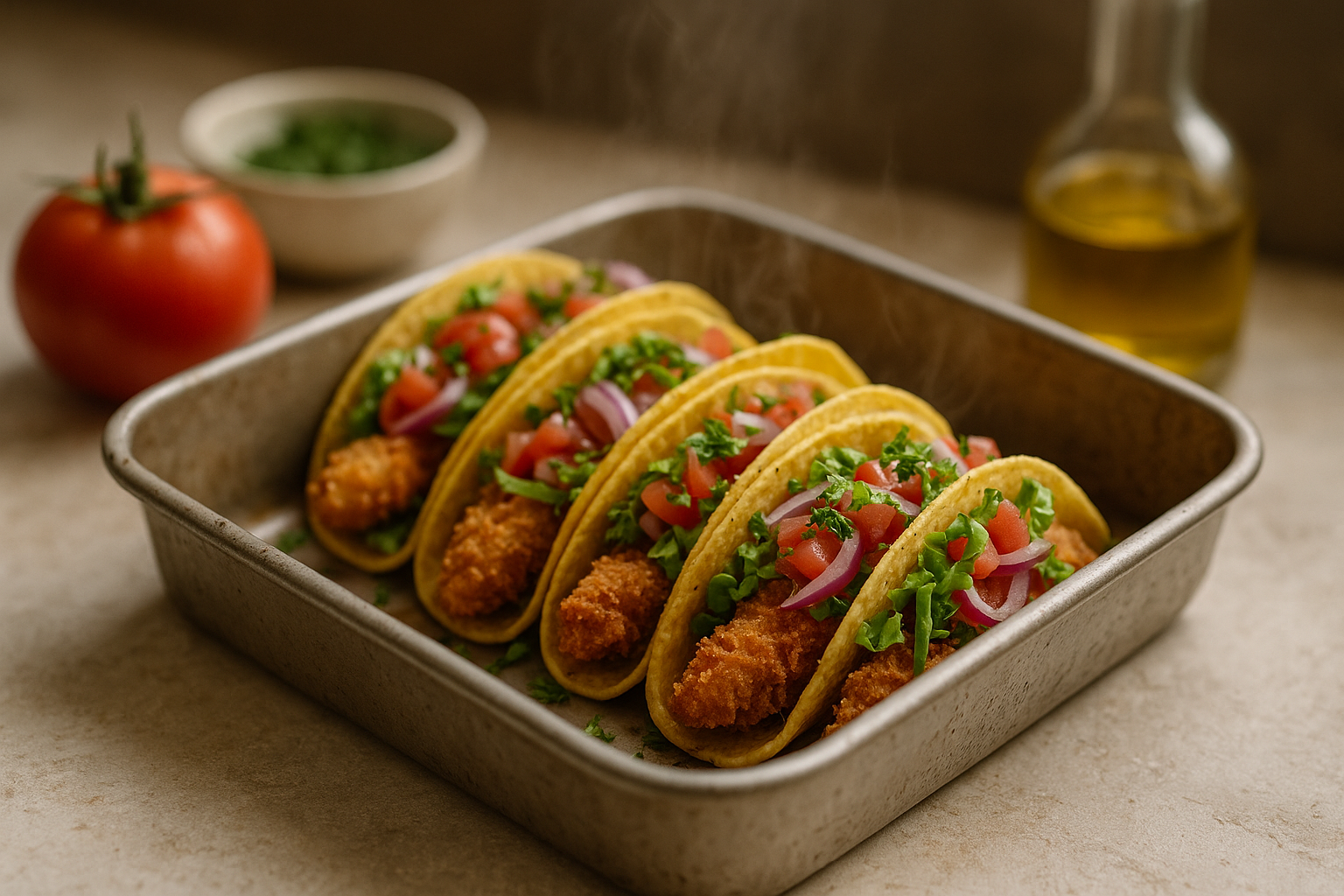 Tacos di Pollo Croccante in Teglia