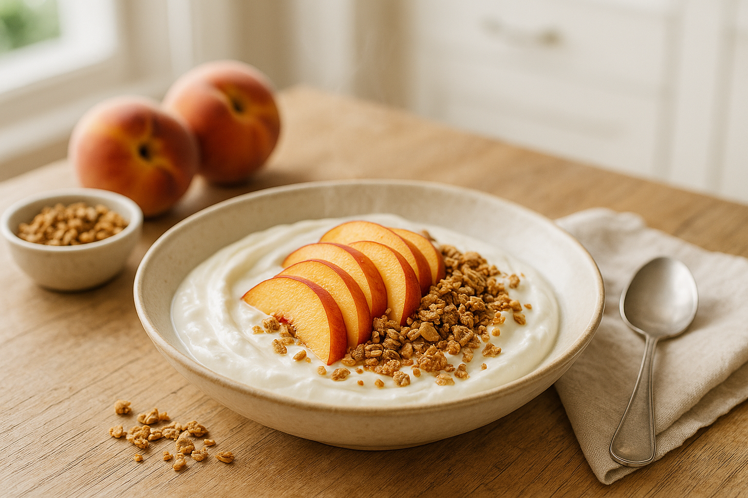 Yogurt Greco con Pesche e Granola Croccante